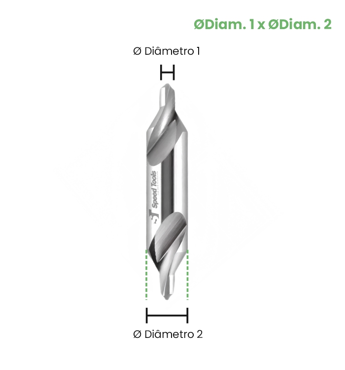 BROCA DE CENTRO HSS DIN 333 A - Ø7/32 X Ø1/2 - Imagem 2
