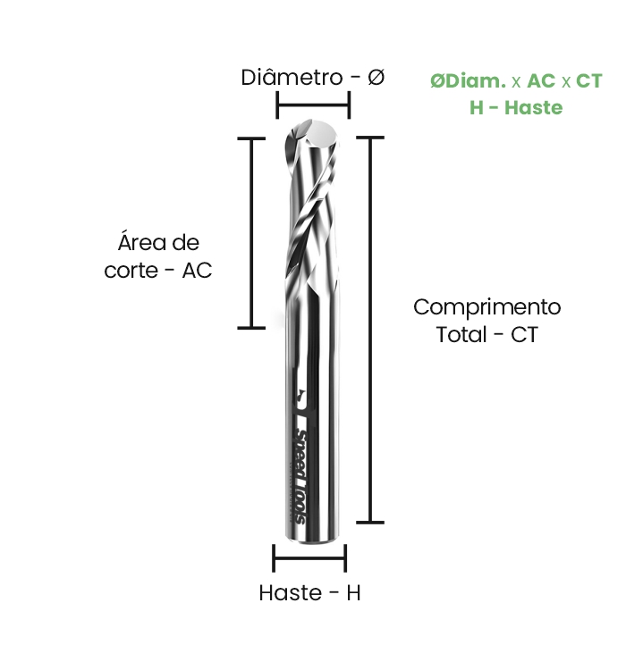 FRESA ESF MD 2C Ø10x20x100 – H10 (LONGA) ALUMINIUM POLIDA - Imagem 2
