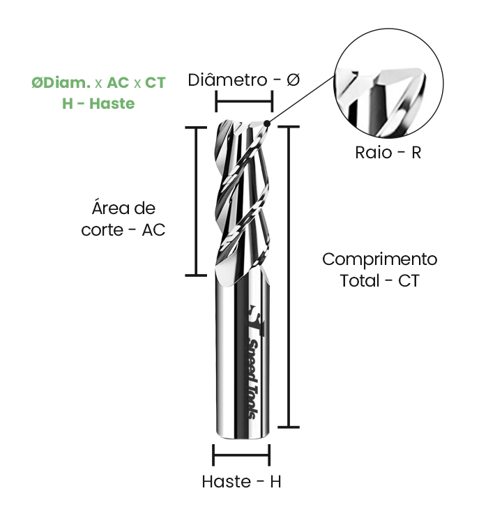 FRESA TOROIDAL MD 3C Ø6x15x50 – H6 R0,5 ALUMINIUM POLIDA - Imagem 2