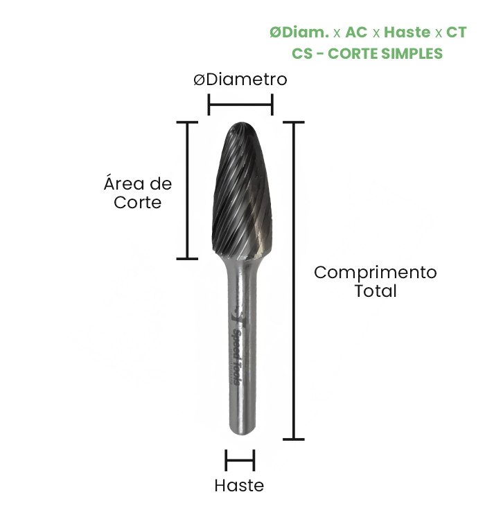 LIMA ROTATIVA MD ARVORE ARREDONDADA - Ø6x18x6x63 (CS) - Imagem 2