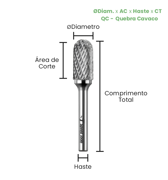 LIMA ROTATIVA MD CILÍNDRICA TOPO ESF. - Ø6,0x16x6x63 (QC) - Imagem 2