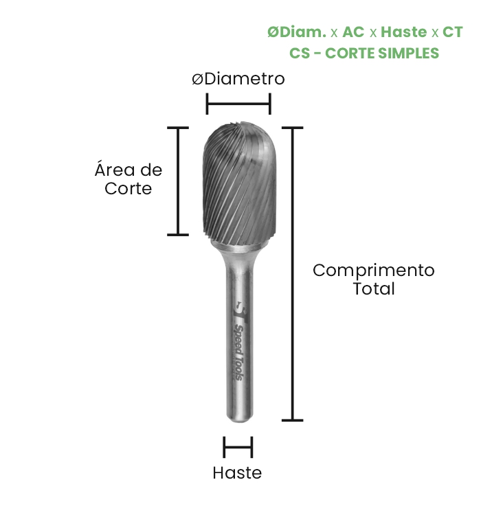 LIMA ROTATIVA MD CILÍNDRICA TOPO ESF. - Ø10x20x6x65 (CS) - Imagem 2