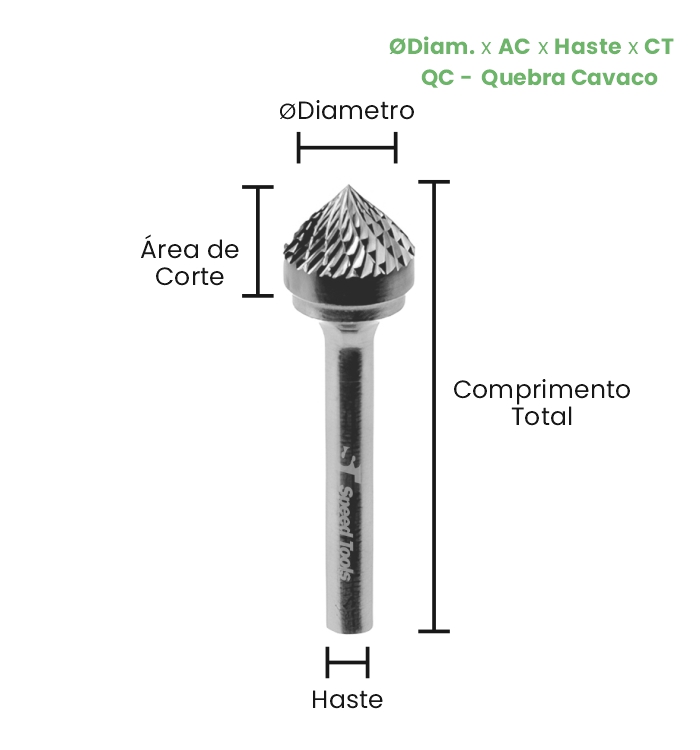 LIMA ROTATIVA MD CÔNICA 90º - Ø8,0x4x6x55 (QC) - Imagem 2