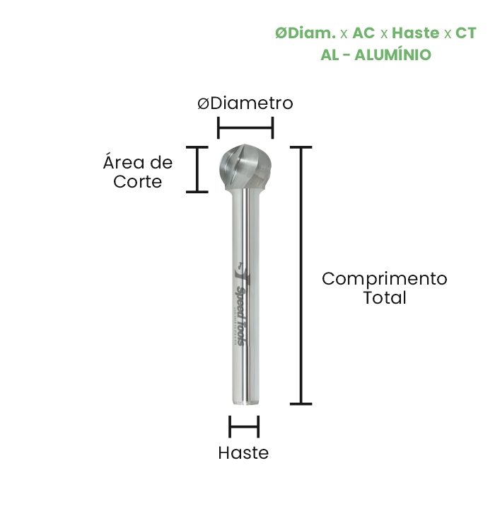 LIMA ROTATIVA MD ESFÉRICA - Ø8x7,1x6x52 (AL) - Imagem 2