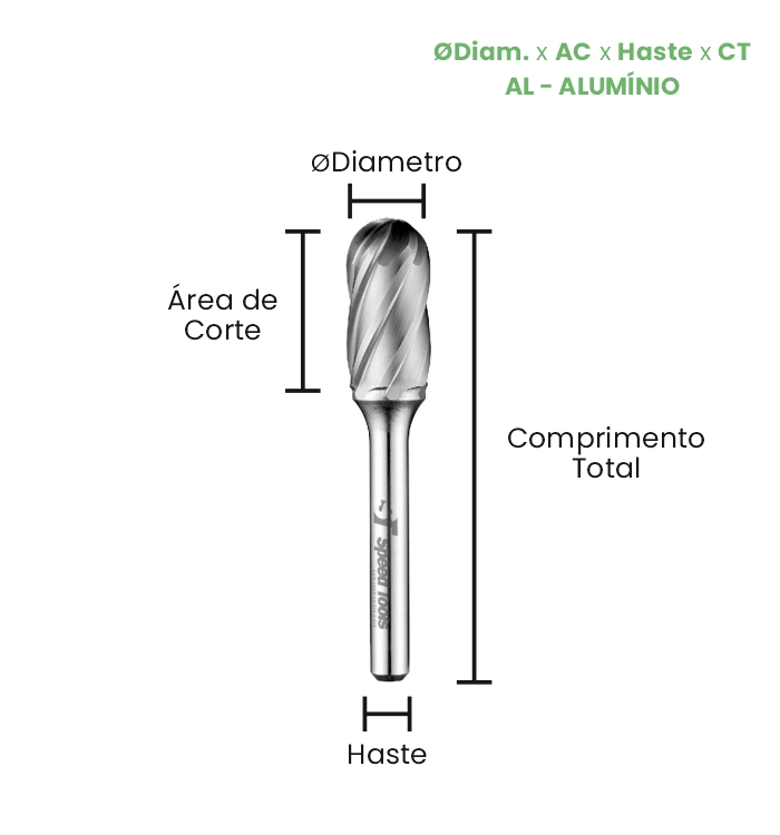 LIMA ROTATIVA MD CILÍNDRICA TOPO ESF. - Ø16x25x6x70 (AL) - Imagem 2