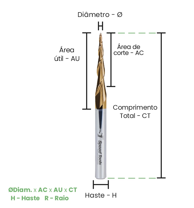 Fresa md ESFERICA CONICA long neck